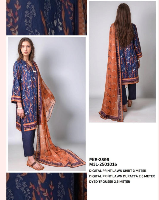 Mizaj afreen lawn 3pc